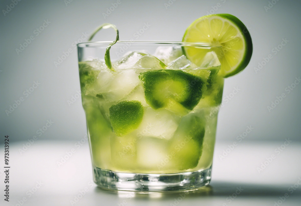 Brazilian beverage Caipirinha fresh cocktail isolated on white background Brazilian beverage Caipirinha fresh cocktail isolated on white background