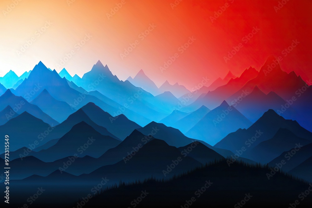 Fototapeta premium Abstract background with colorful mountain range silhouette