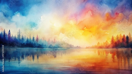 abstract watercolor background with cool and warm tones photo