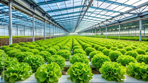 vegetable, greenhouse, harvest, nutrition, food, organic, farming, silhouette, healthy, Fresh green lettuce ready to harvest from hydroponic installation in the green house Silhouette
