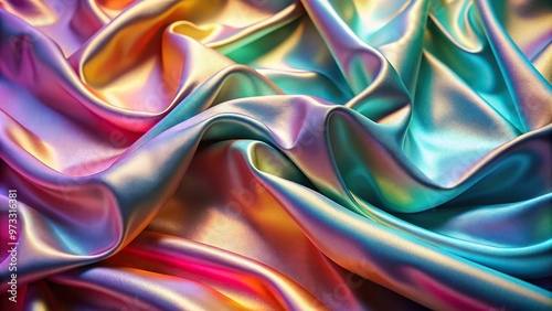 Soft Satin Fabric with Colorful Iridescent Sheen Minimalist, fabric, texture,soft, minimalist, luxury, iridescent, sheen, light, gentle, shimmering, colorful, smooth, vibrant, elegant photo