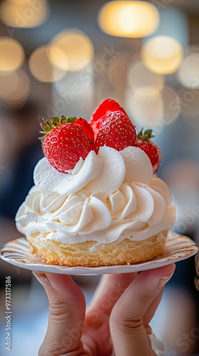 Modern French Patisserie with Blurry Background photo