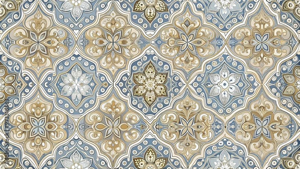 Abstract pattern in gray, beige, blue tones with gold spots Abstract pattern in gray, beige, blue tones with gold spots