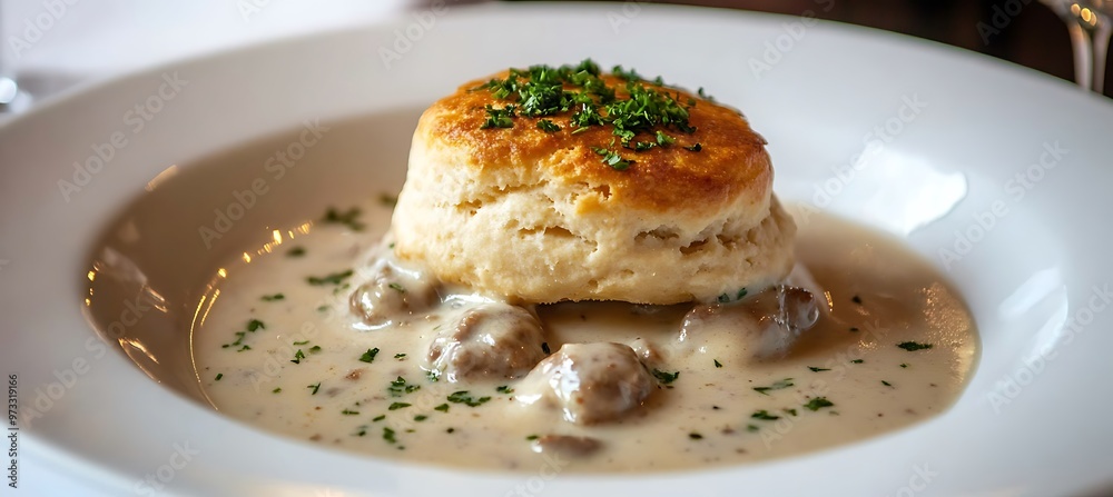 A warm, buttery biscuit with a side of sausage gravy A warm, buttery biscuit with a side of sausage gravy