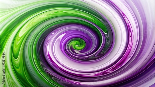 Abstract purple and green swirl on white background