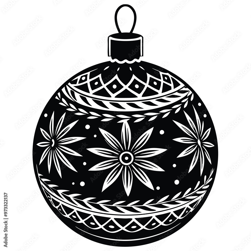 Fototapeta premium a black Christmas Ornaments silhouette vector art illustration