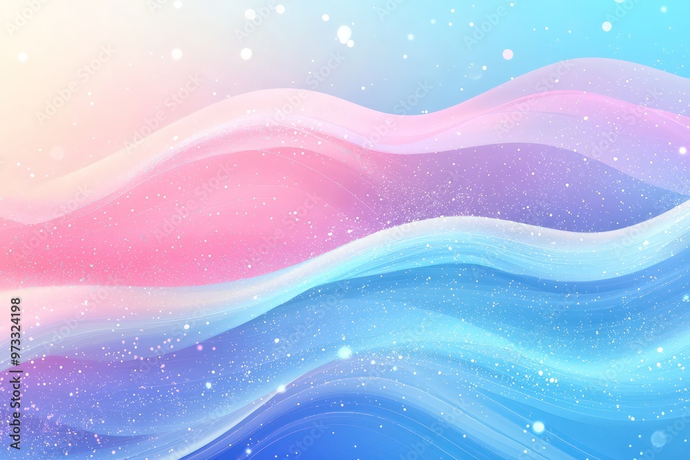 An abstract background with wavy blue and pink gradients and a sparkling effect. An abstract background with wavy blue and pink gradients and a sparkling effect.