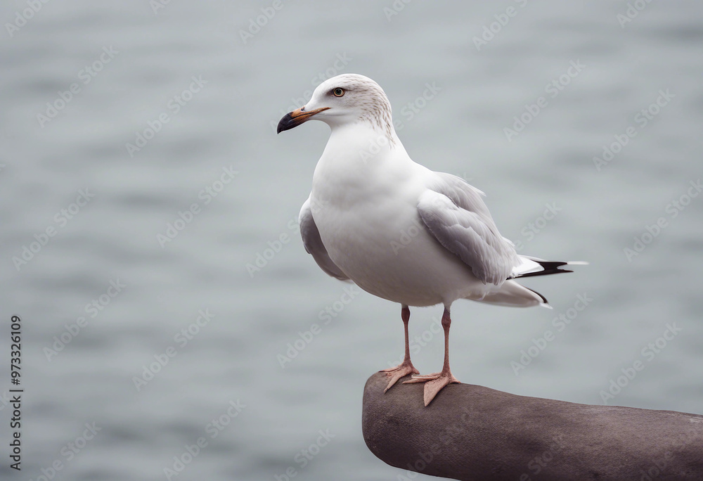 Natural white seagull isolated on a white background aquatic animal Natural white seagull isolated on a white background aquatic animal