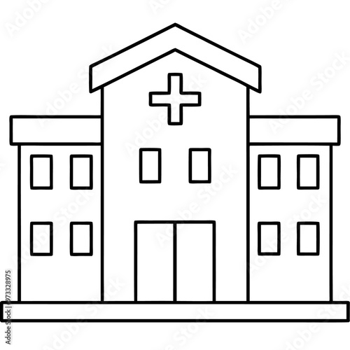 flat hospital outline coloring book page line art drawing