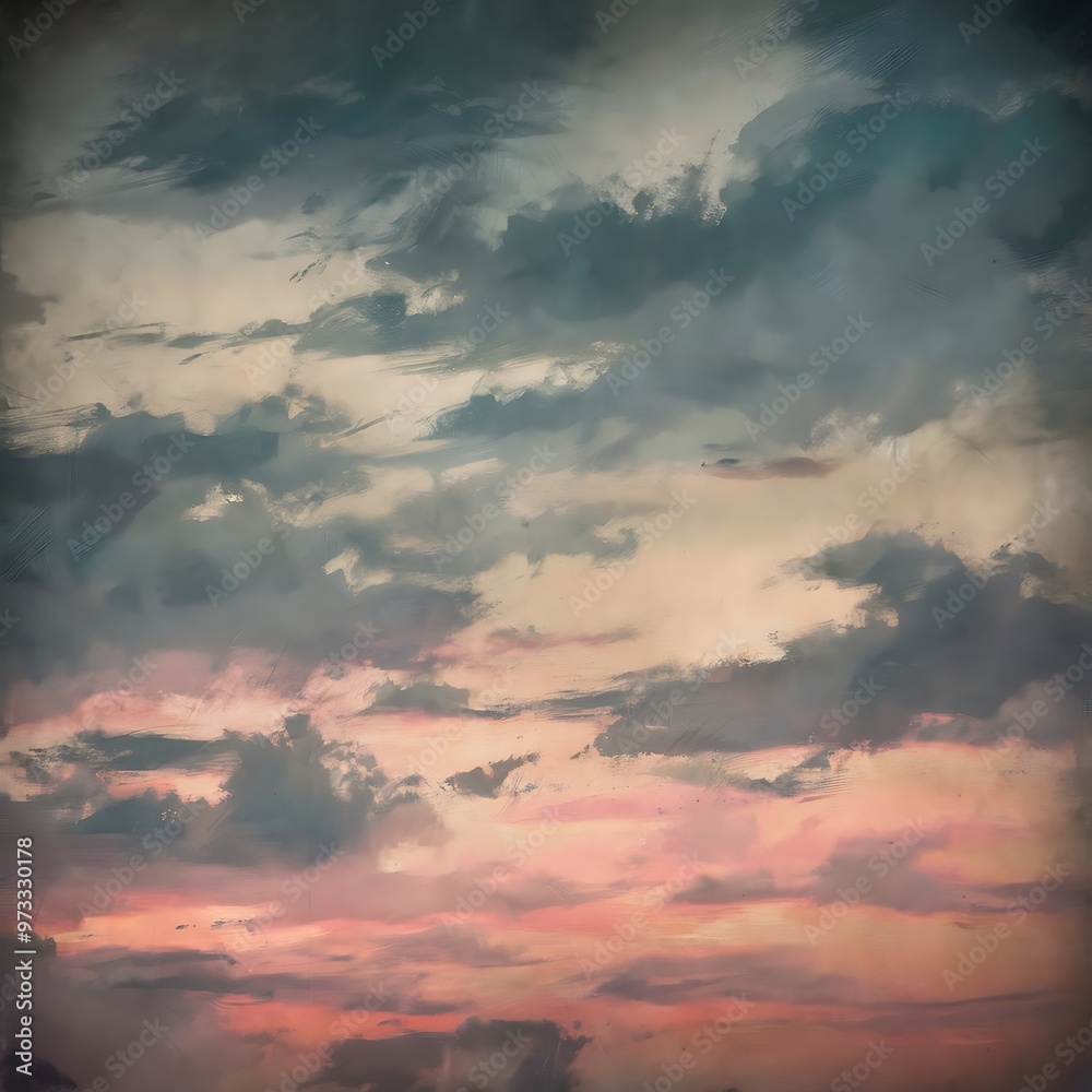 Fototapeta premium Vintage abstract nature sky with clouds background