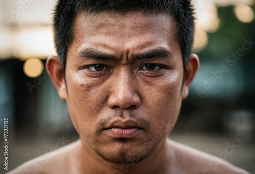 aggressive asian adult man,...