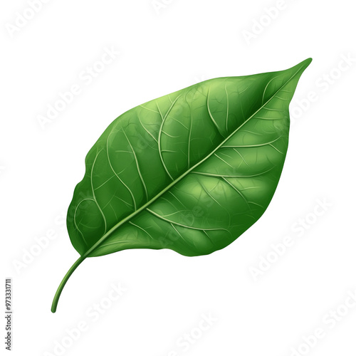 Detailed green leaf isolated on white background isolated transparent