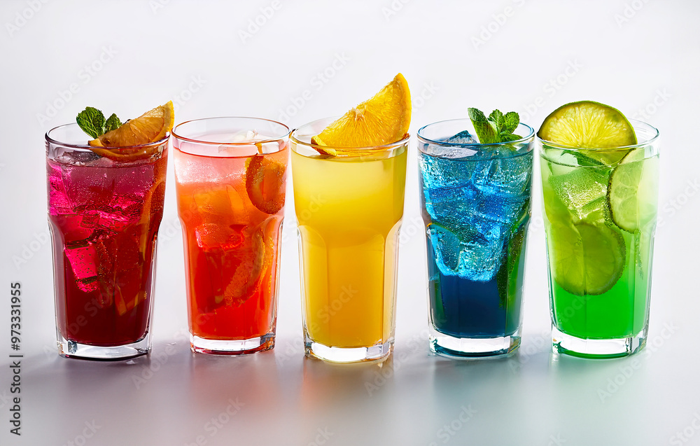 Colorful cocktail on a white background Colorful cocktail on a white background