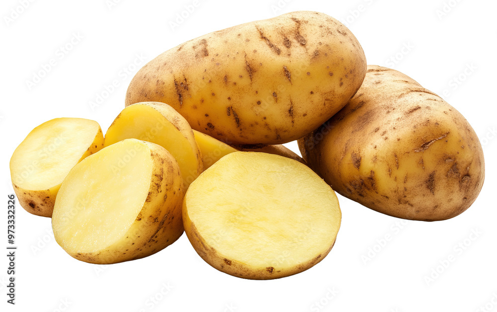 Whole Yellow Potato on white background,png