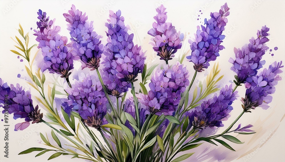 Watercolor illustration Bunch of lavender flowers Watercolor illustration Bunch of lavender flowers