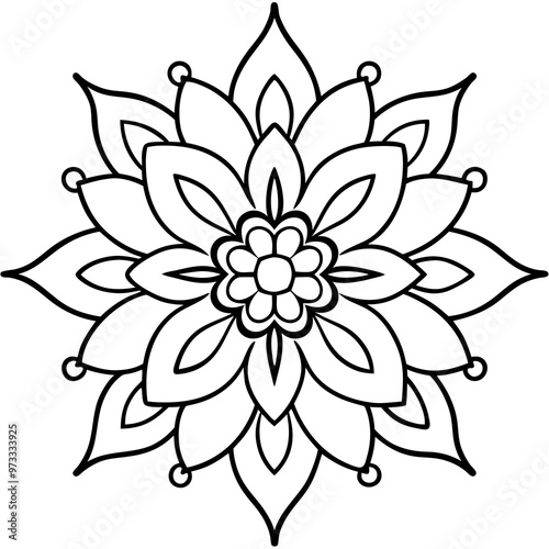 floral decorative outline coloring book page line art drawing
