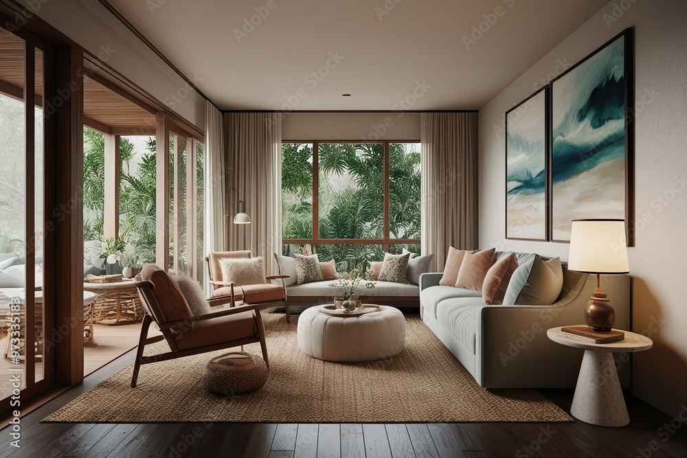 Cozy Serene Retreat 3D Interior Rendering for Tranquil Spaces Cozy Serene Retreat 3D Interior Rendering for Tranquil Spaces