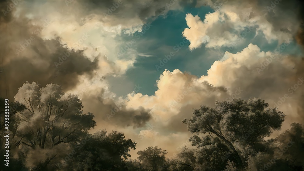 Fototapeta premium Vintage abstract nature sky with clouds background