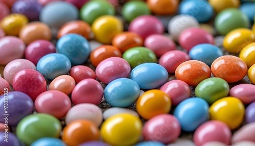 vibrant close-up of glossy pebbles resembling colorful candy stones