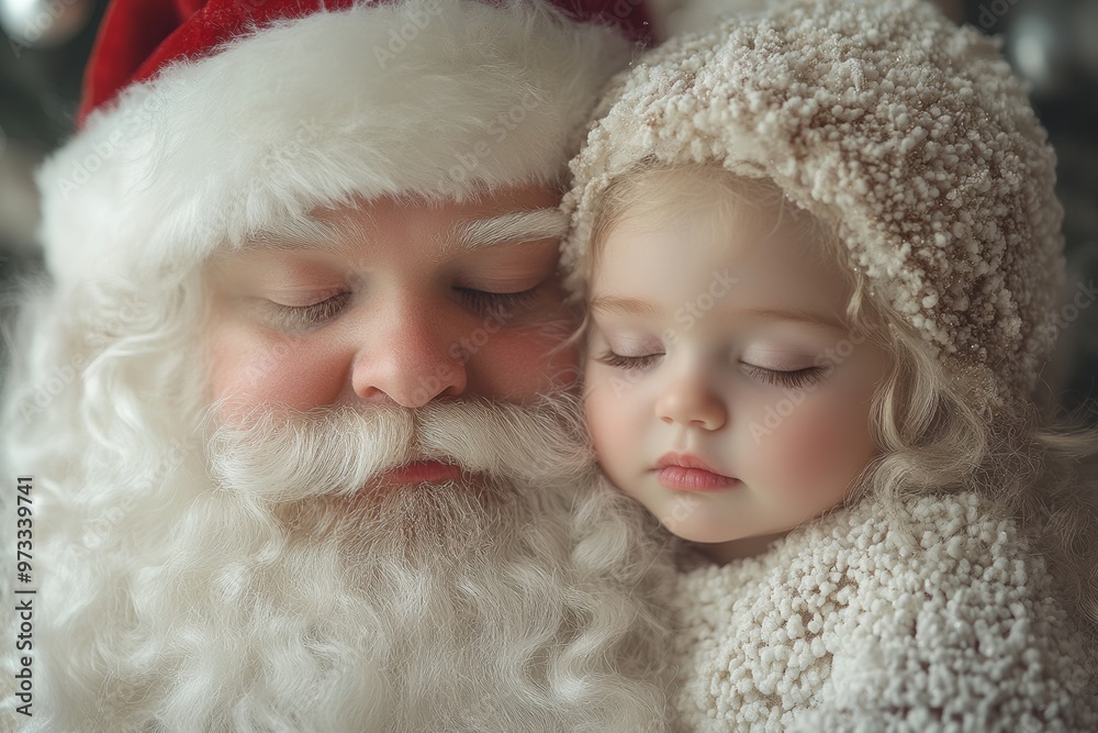 Heartwarming portrait of Santa Claus with a little girl Heartwarming portrait of Santa Claus with a little girl