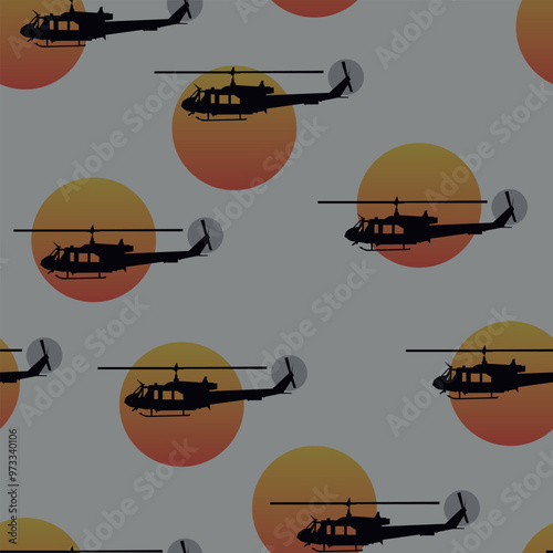 
Seamless pattern with silhouettes of military helicopters. Vector illustration for the design of your prints in military style photo