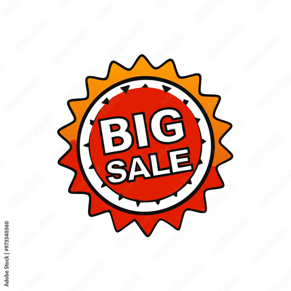 Bright orange and red starburst badge indicating big sale with bold lettering and copy space
Bright orange and red starburst badge indicating big sale with bold lettering and copy space