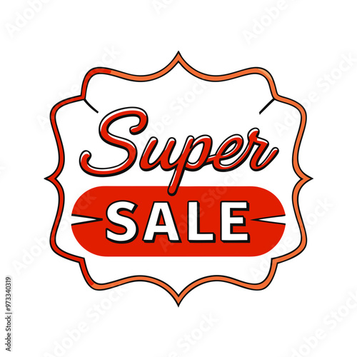 Bold badge indicating super sale with colorful design and decorative elements and copy space