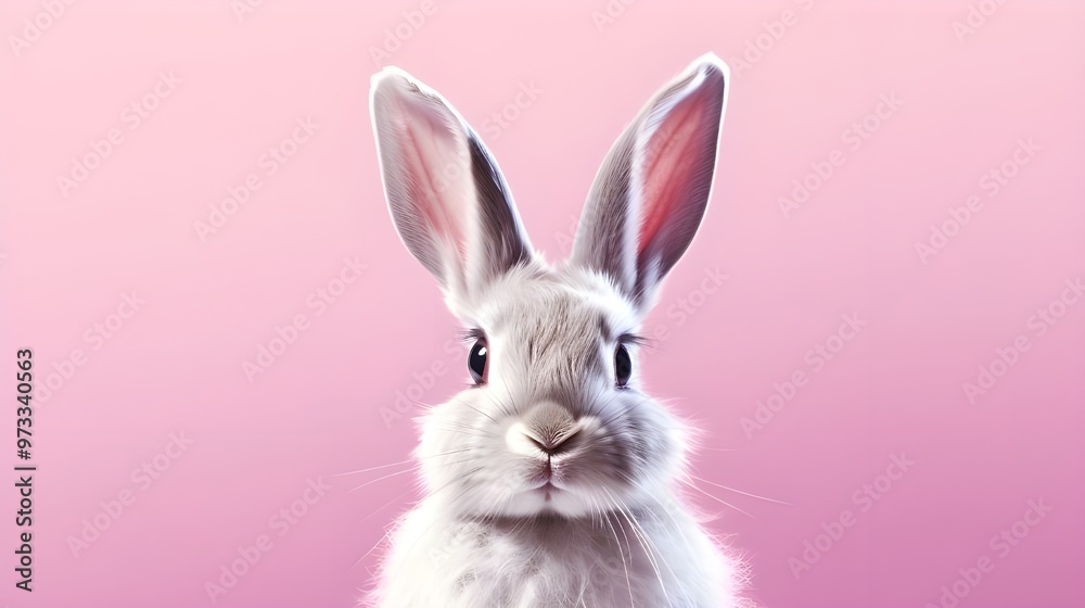 white rabbit on pink background. white rabbit on pink background.