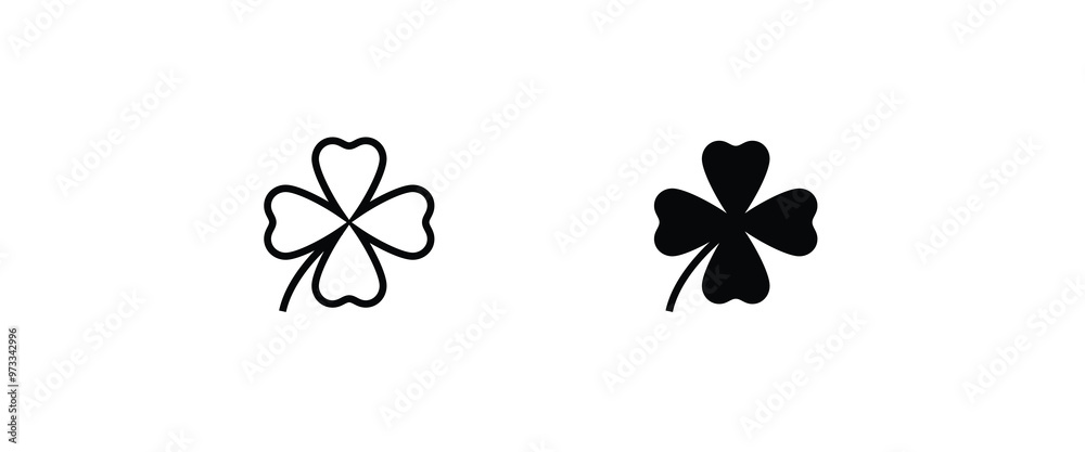 Leaf clover icon. Saint patrick . Ecology. Good luck. Clover lucky line and flat icons set, editable stroke isolated on white, linear vector outline illustration, symbol logo design style Leaf clover icon. Saint patrick . Ecology. Good luck. Clover lucky line and flat icons set, editable stroke isolated on white, linear vector outline illustration, symbol logo design style