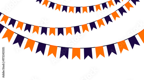 Halloween flag garland vector illustration. Bunting in simple flat