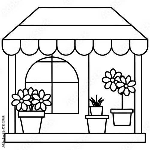 flower shop outline coloring book page line art drawing