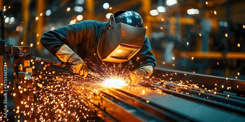 A person in welding attire works meticulously on a metal structure, showcasing their expertise and care