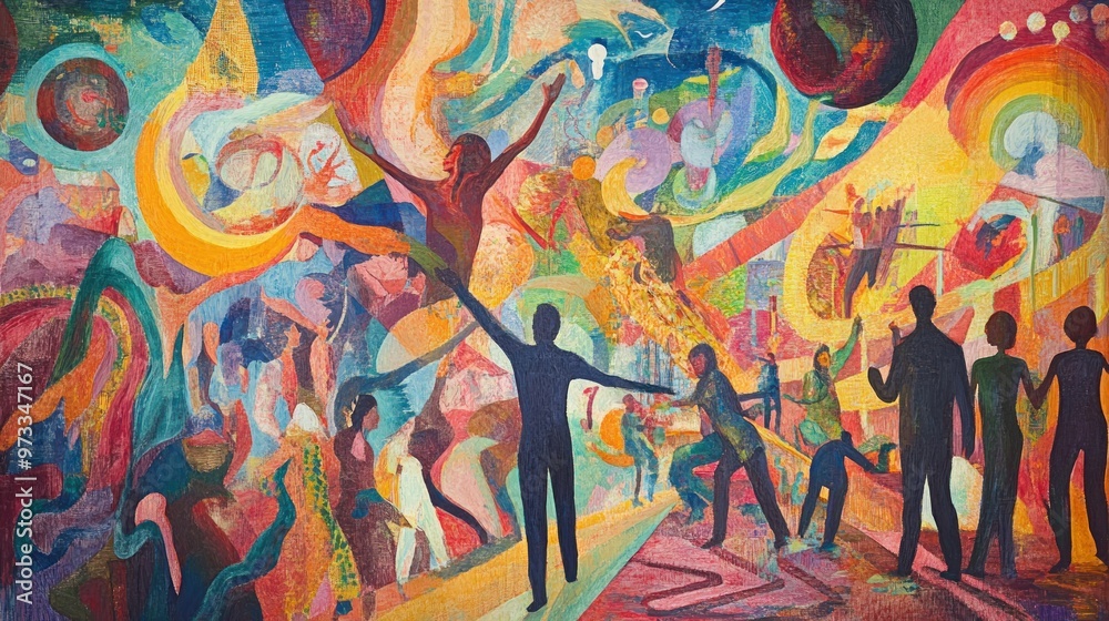 Fototapeta premium Abstract Painting with People