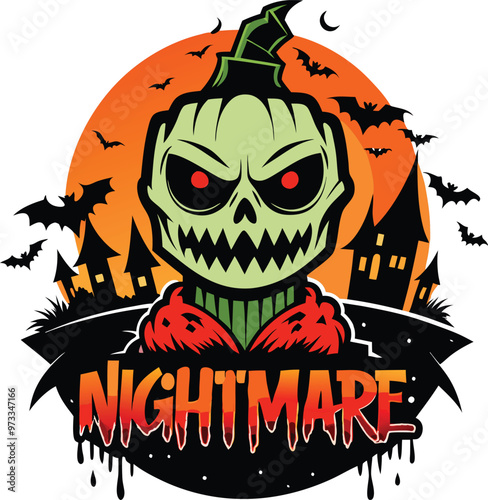 halloween background with pumpkin and bats
