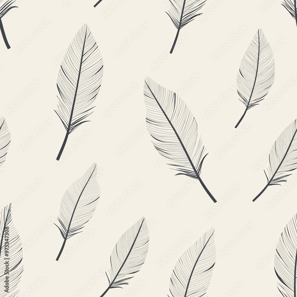 Boho style simple seamless pattern with feathers Boho style simple seamless pattern with feathers