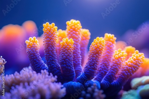 Obraz na płótnie Close-up of vibrant coral under the sea w salonie