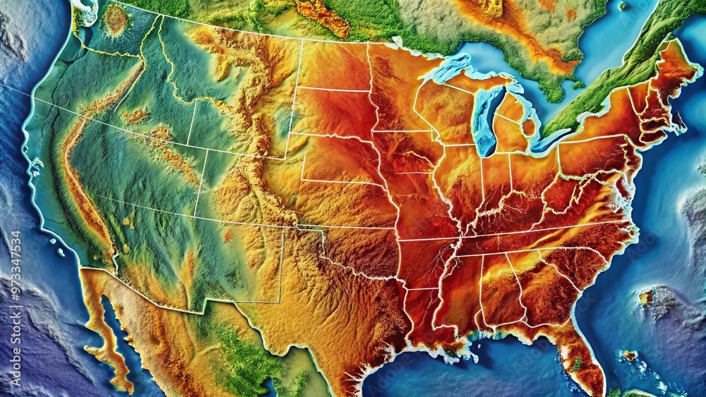 Vibrant Detailed Topographical Map Highlights Major Fault Lines Plate 1000 F 973347534 OyHqRKfEnxbvEjyunc8JyMyKzy0p4eLv