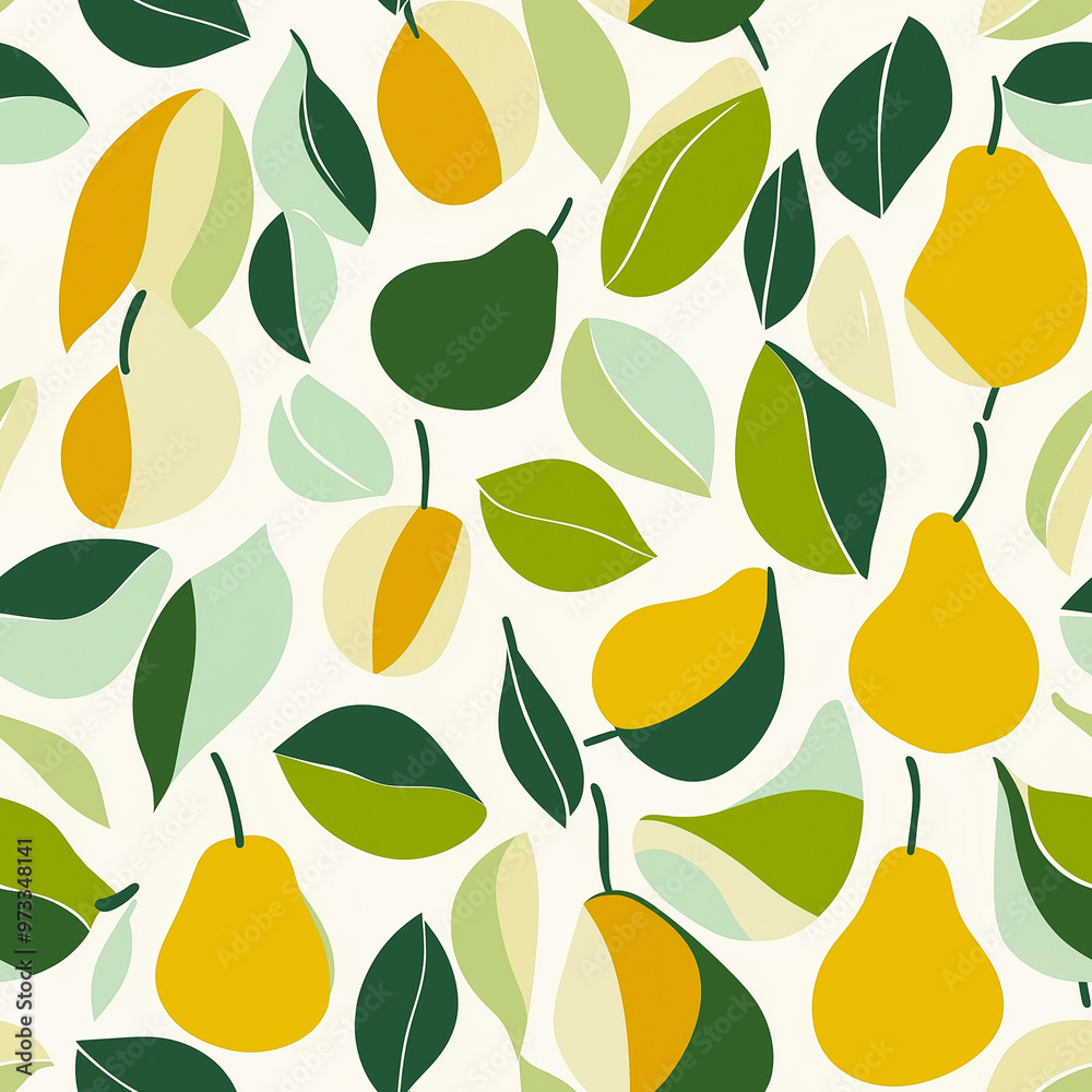 Flat design seamless pattern with pears
