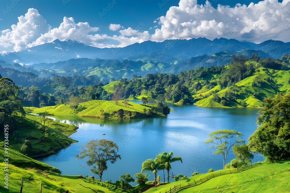 Scenic mountain lake with lush green hills and blue sky, beautiful nature landscape, outdoor adventure background, ideal for travel banners, eco-tourism marketing, and scenic presentations
Scenic mountain lake with lush green hills and blue sky, beautiful nature landscape, outdoor adventure background, ideal for travel banners, eco-tourism marketing, and scenic presentations