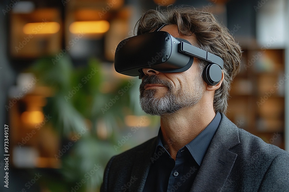 Ambitious real estate agent showcasing virtual property tours to excited prospective buyers.