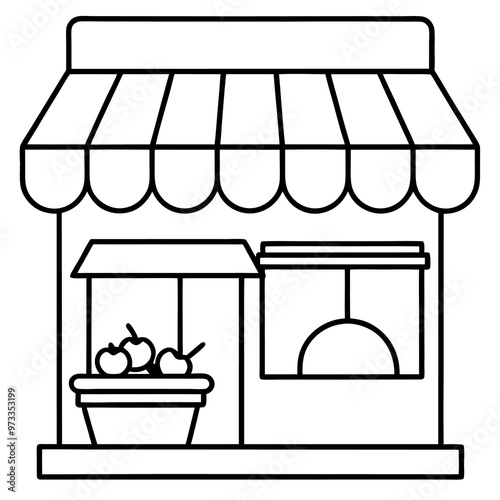 food shop outline coloring book page line art drawing