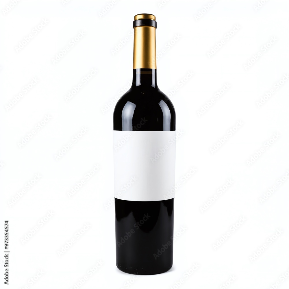 Elegant black wine bottle with blank label standing on a light background, perfect for showcasing personal branding or custom designs Elegant black wine bottle with blank label standing on a light background, perfect for showcasing personal branding or custom designs