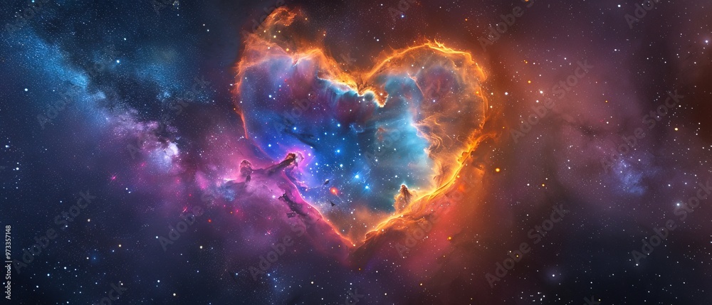 heart nebula in space with coloful background and stars for love and romance heart nebula in space with coloful background and stars for love and romance