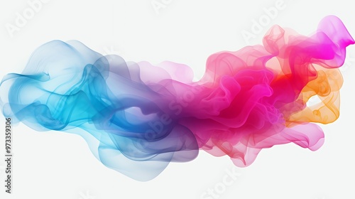 Abstract colorful smoke on white background.