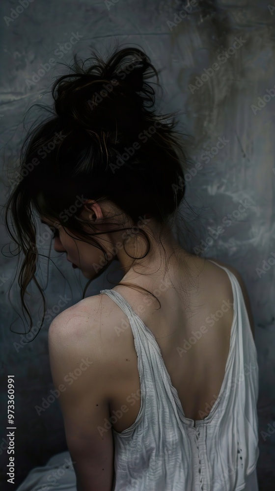 Thoughtful Portrait of a Woman in a White Dress Thoughtful Portrait of a Woman in a White Dress