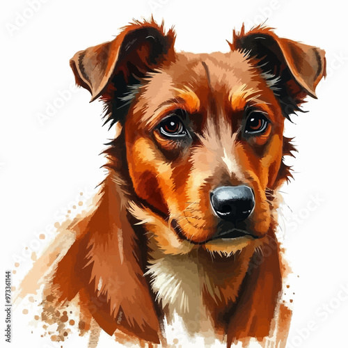 Cheerful dog oil painting with a humorous expression , funny, cheerful, dog, oil painting, humor, colorful, art, pet