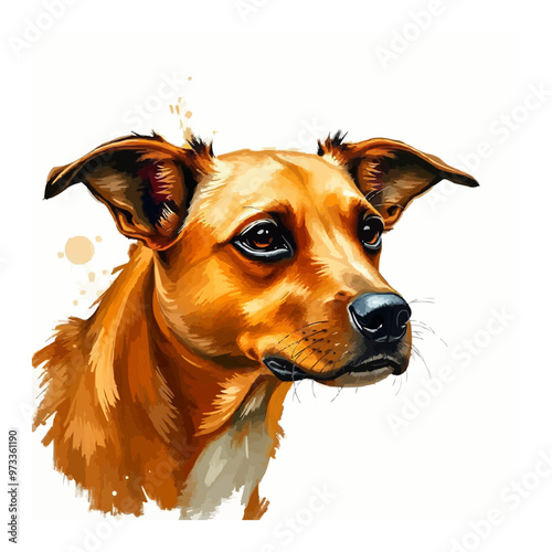 Cheerful dog oil painting with a humorous expression , funny, cheerful, dog, oil painting, humor, colorful, art, pet