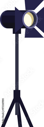 Professional studio spotlight standing on tripod illuminating on white background, perfect for photography, videography and cinematography