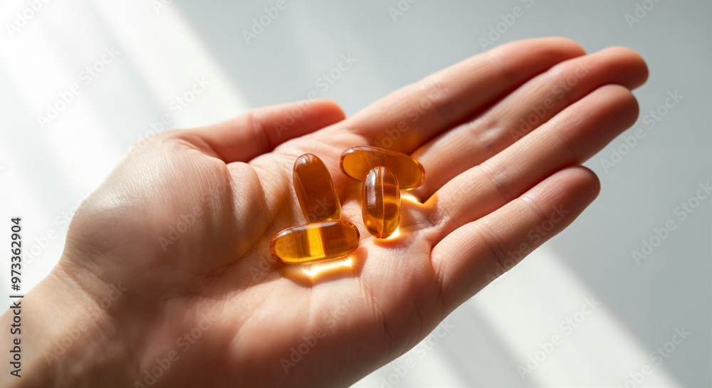 Gel capsules in hand vitamin supplement healthy lifestyle natural medicine Gel capsules in hand vitamin supplement healthy lifestyle natural medicine