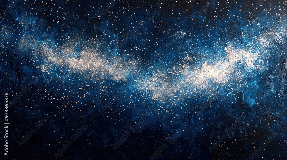 Fototapeta premium Enchanting starry night sky rendered in shades of deep indigo and sparkling silver, creating a magical and atmospheric celestial scene.